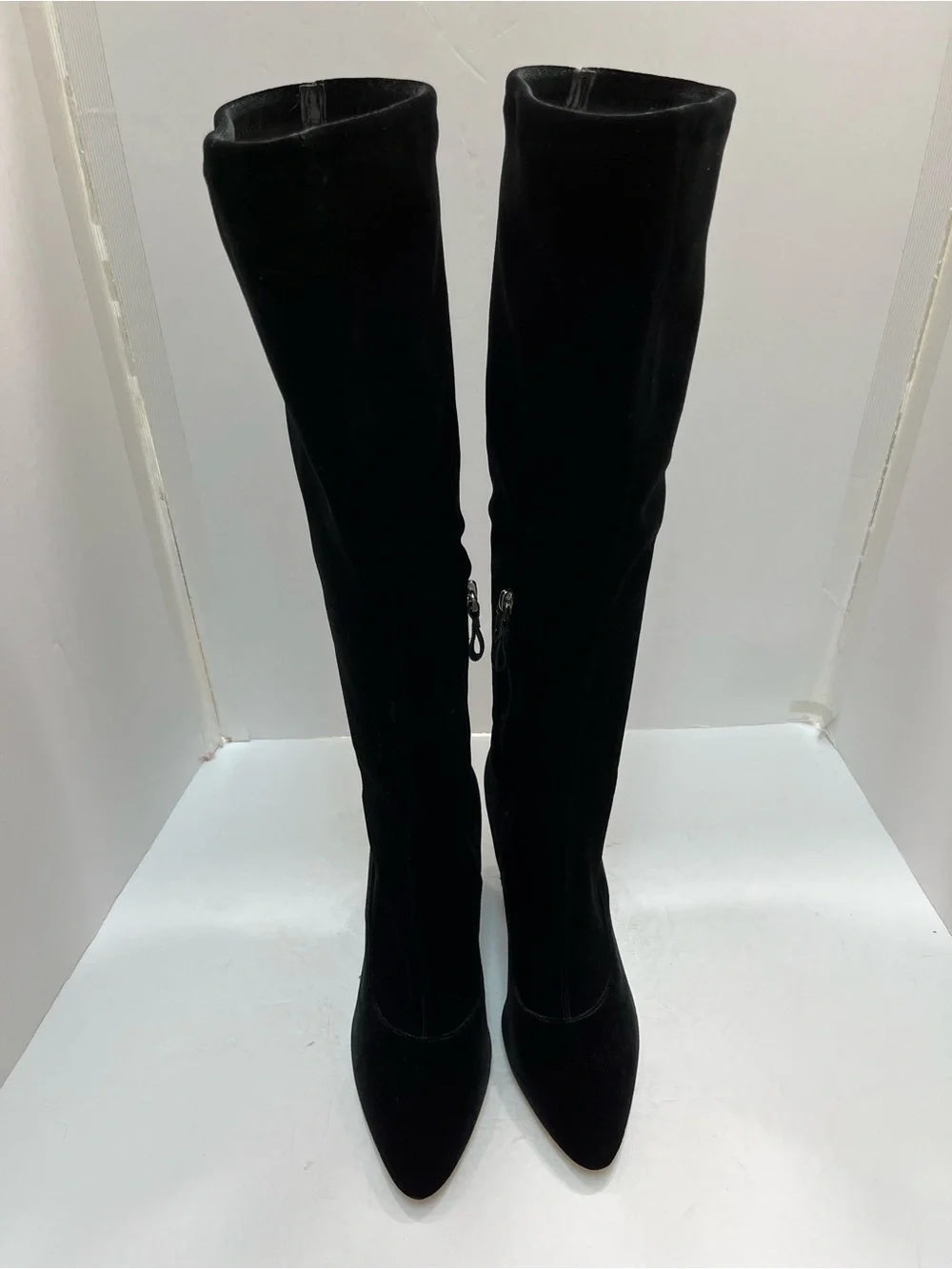 DEIMILLE Italy Black Velvet Knee High Boots Block Heel EU 40 US  9.5  NWOB